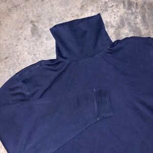 L.L.Bean Sweater Mens XL Blue Cotton Turtleneck Tight Knit Travel Regular Fit